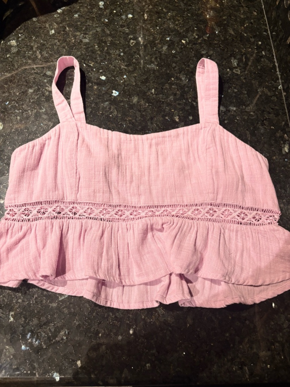 Roxy Lavender Gauze Tank with Lace Insets